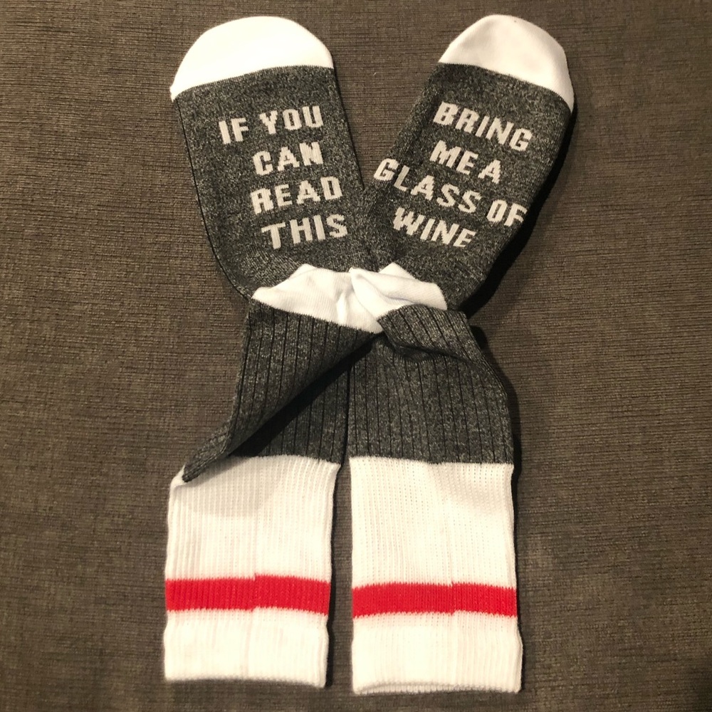 “Bring Me a Glass of Wine” Socks NWT